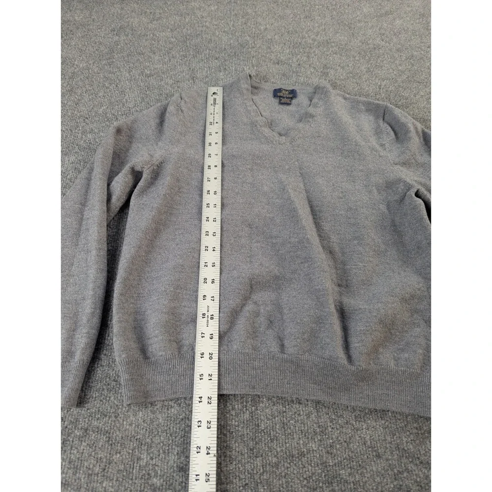 Brooks Brothers Sweater Mens Large Merino Wool Grey V-Neck  346